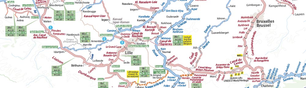 Inland Waterways of France map